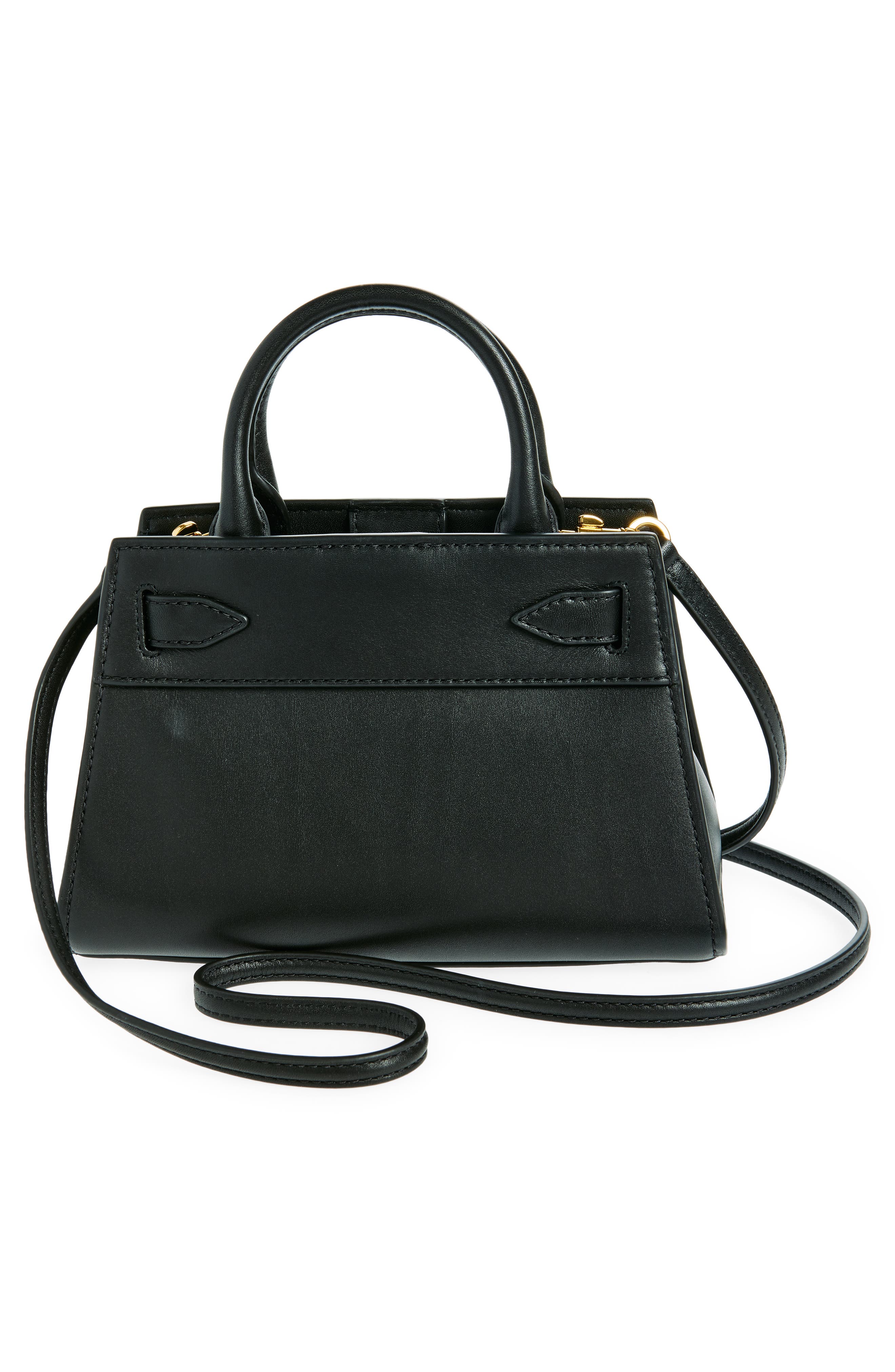 Veronica Beard Mini Dash Leather Top Handle Bag, Alternate, color, Black