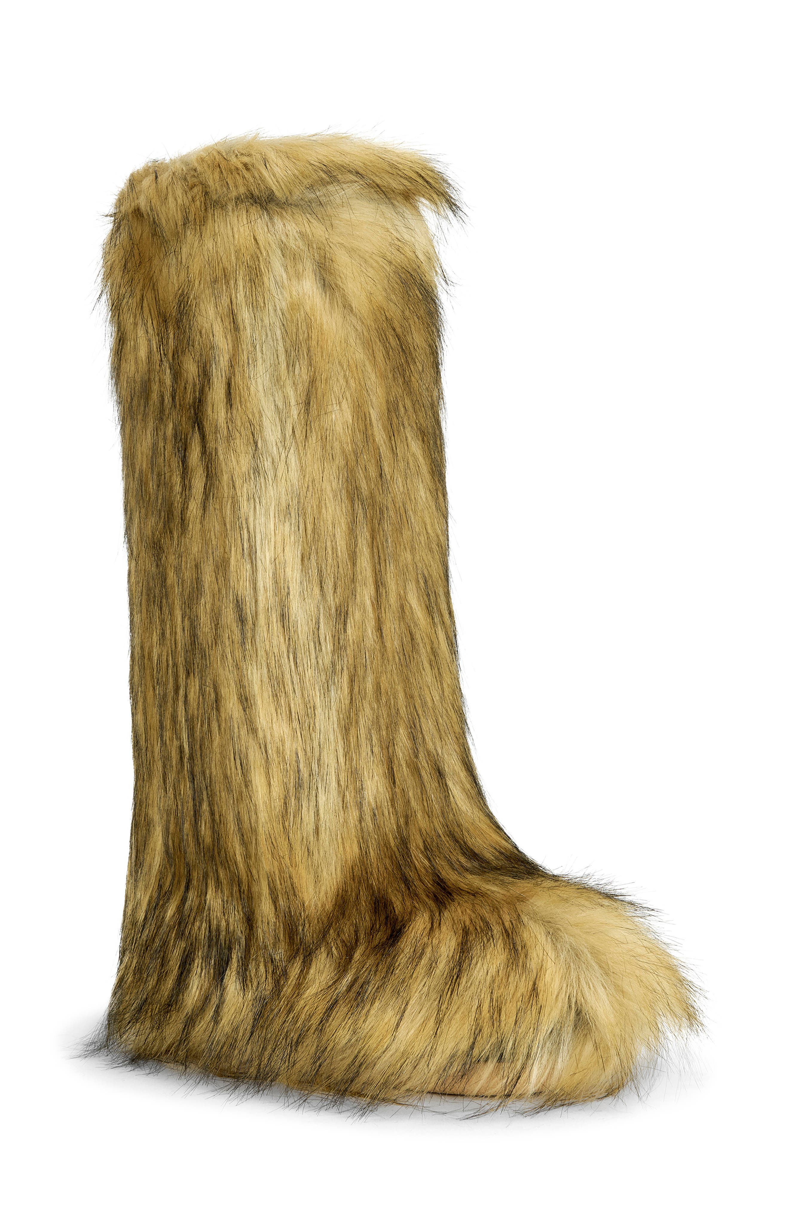 AZALEA WANG Fayes Faux Fur Platform Boot, Main, color, Brown Multi