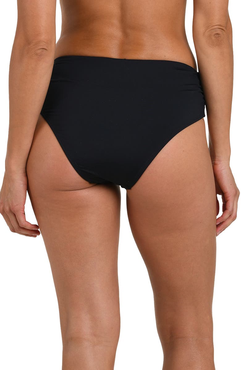 La Blanca Mid Rise Bikini Bottoms, Alternate, color, Black