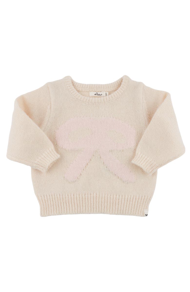 Oh baby! Brand Bow Crew Neck Sweater- Infant, Main, color, Cream