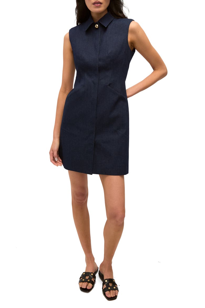 gabriela hearst denim dress Isai Maxi in Stone Washed Linen line silhouette Side snap Primavera Couture 4104 Long Color:Satin Wash 6-size:XXL