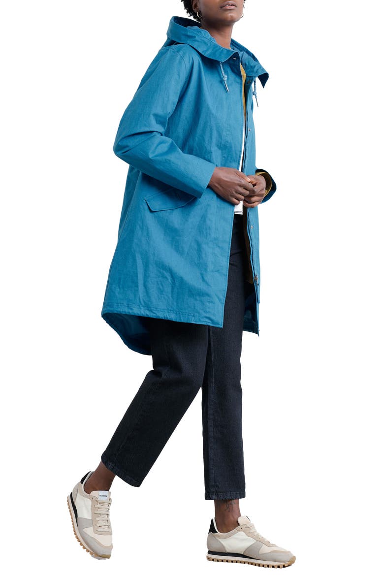 Seafaring Waterproof Linen & Cotton Hooded Coat, Alternate, color, SHORE