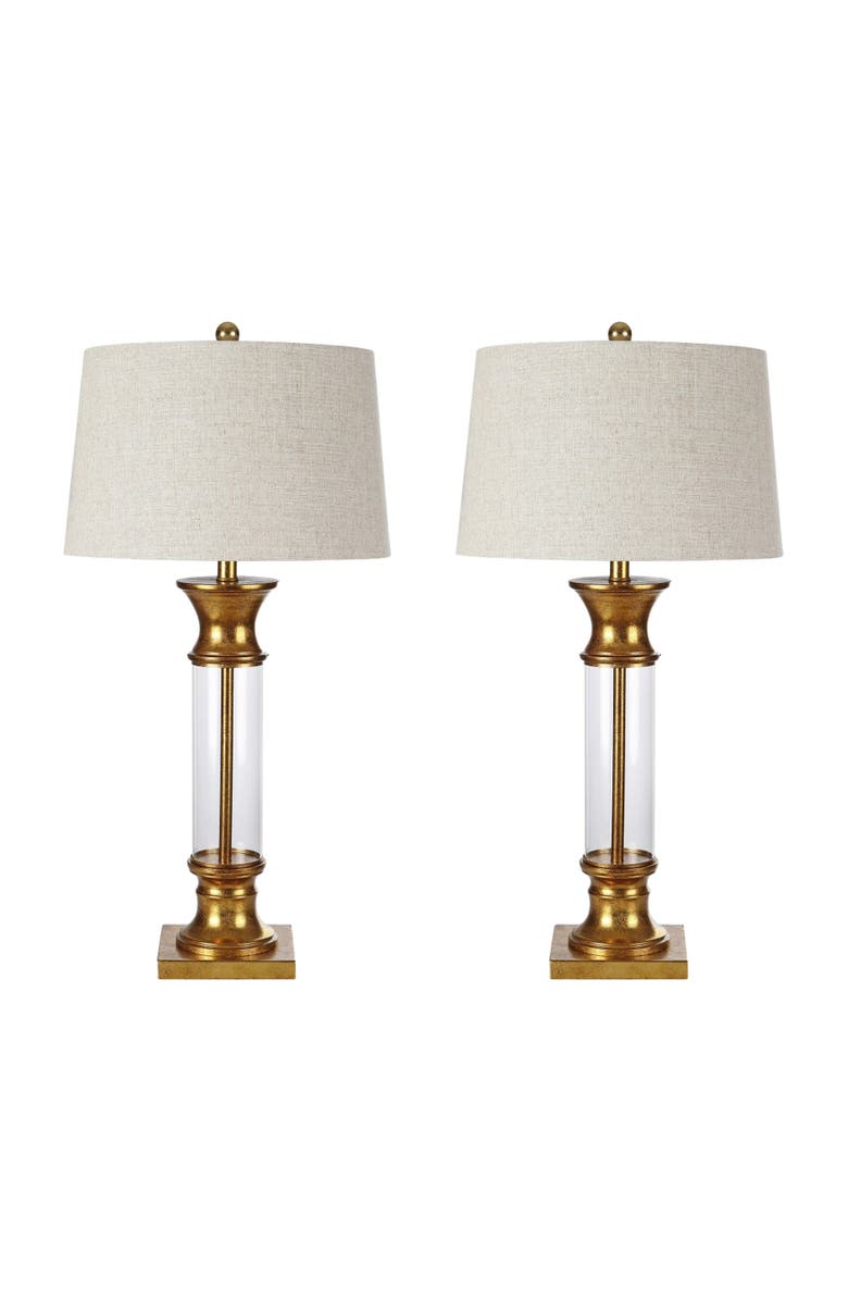 JONATHAN Y Hunter 32" Metal/Glass LED Table Lamp, Alternate, color, Gold/Clear