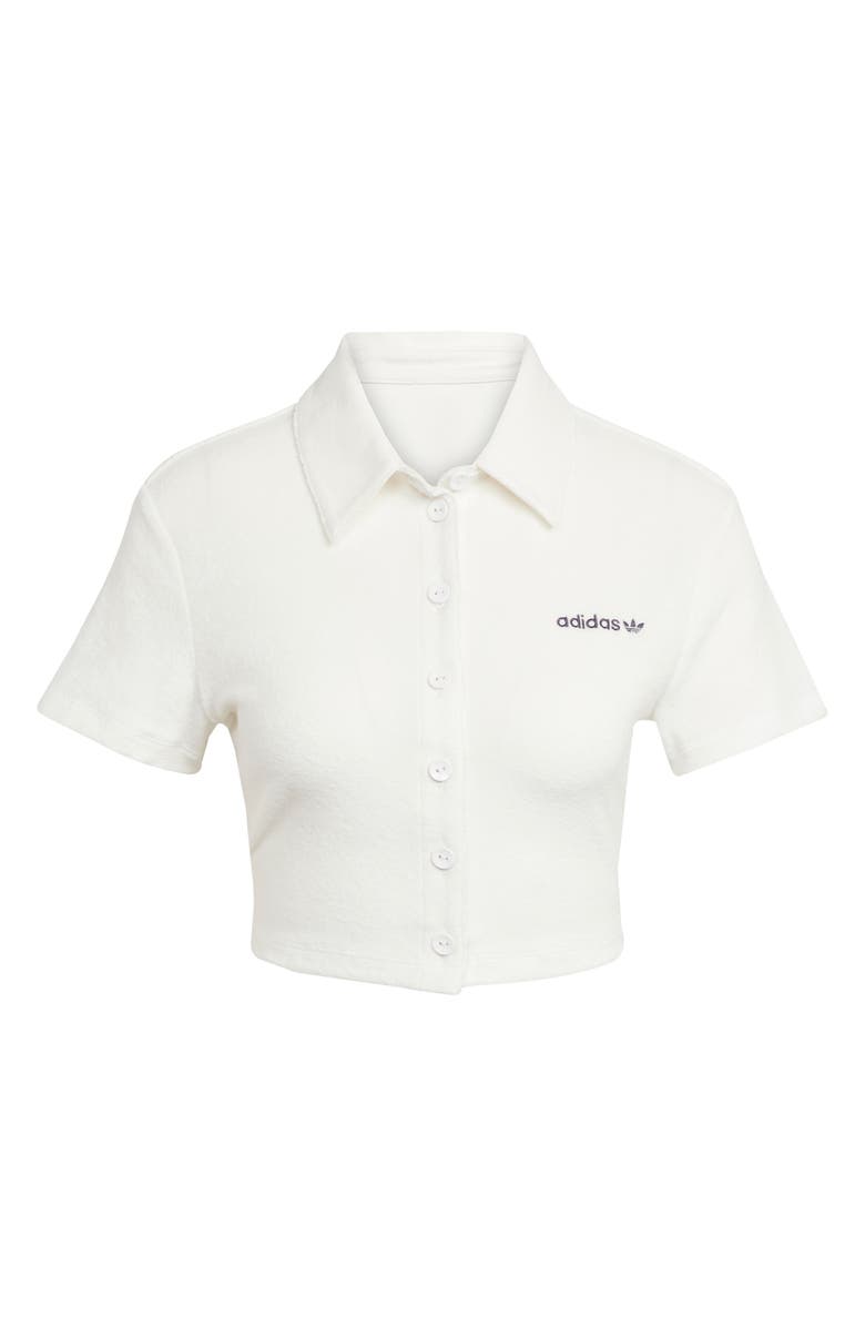 adidas Originals Terry Cloth Crop Button-Up Shirt, Alternate, color,