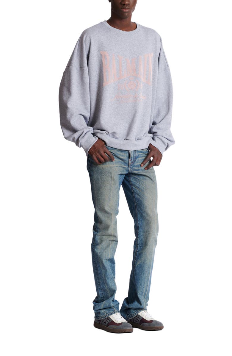 Balmain Printed cotton sweatshirt, Main, color, Grey