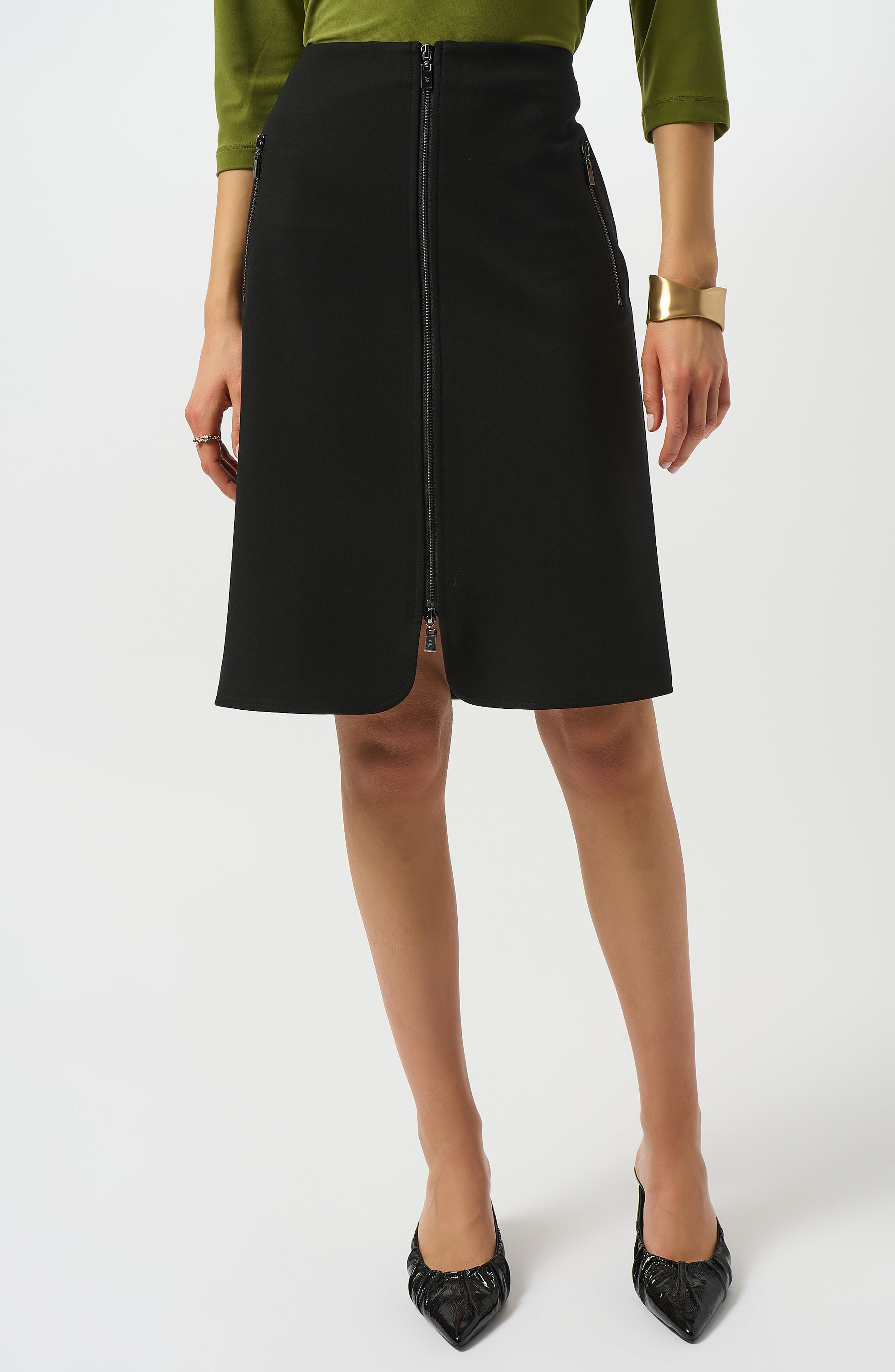 Front Zip Knit Skirt