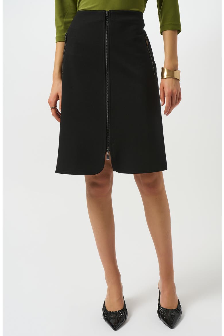 Front Zip Knit Skirt, Main, color, BLACK