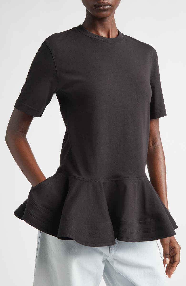 Alaïa Peplum T-Shirt, Alternate, color, Noir Alaia