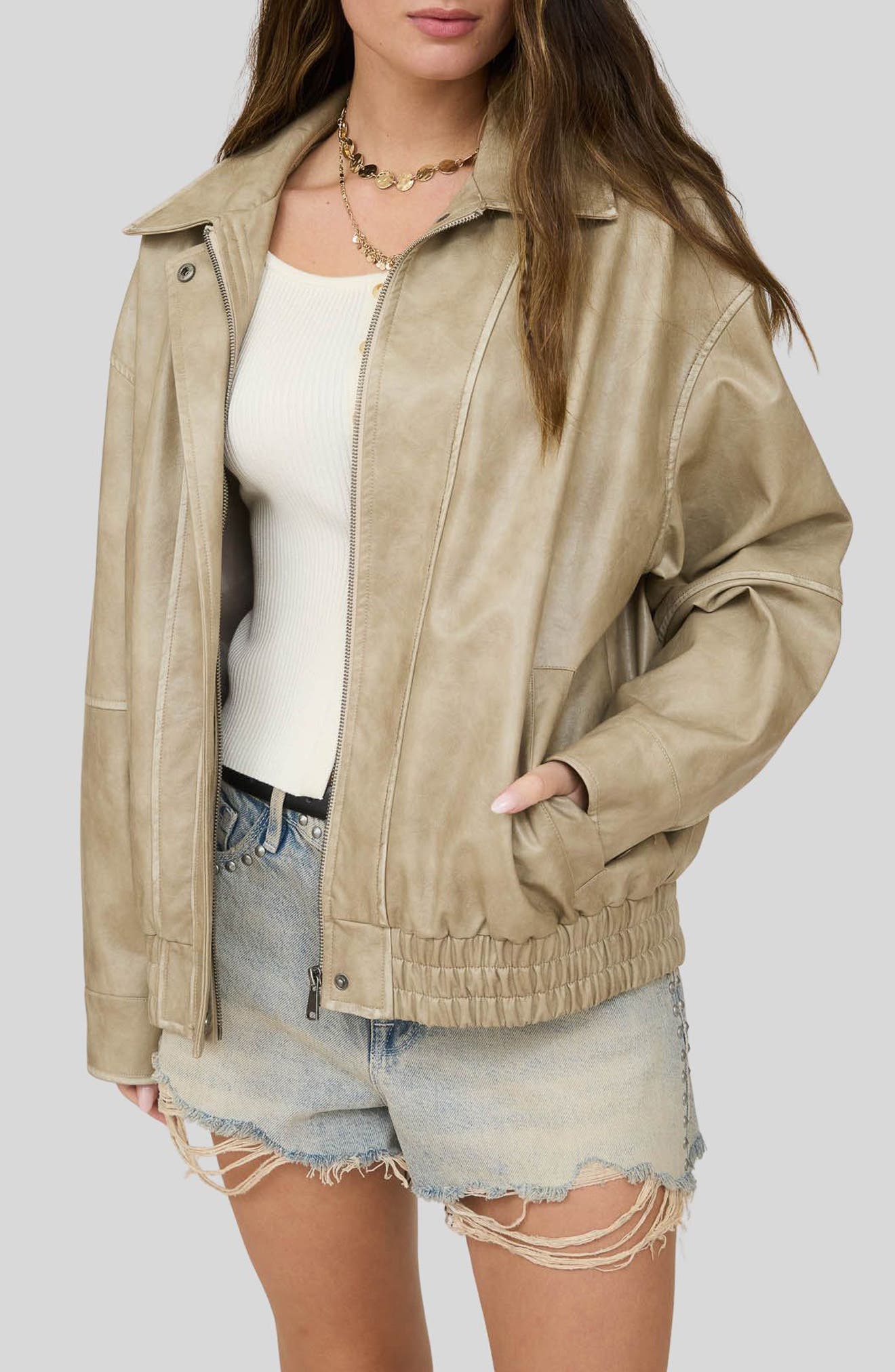 Blu Pepper Bomber Faux Leather Jacket