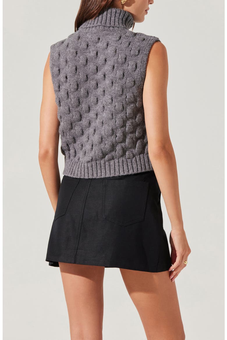 Pattern Turtleneck Sweater Vest, Alternate, color, GREY