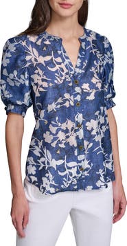 KARL LAGERFELD PARIS Print Puff Sleeve Shirt