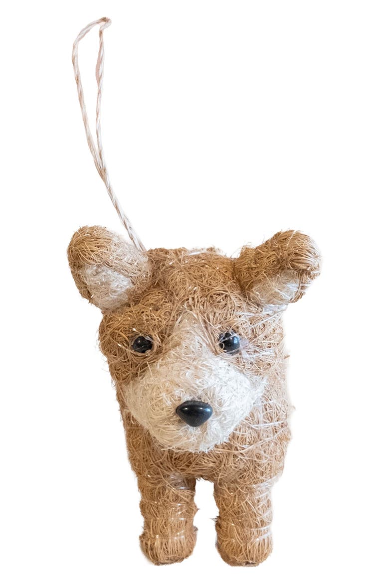 Corgi Handwoven Ornament, Alternate, color, BROWN/ WHITE