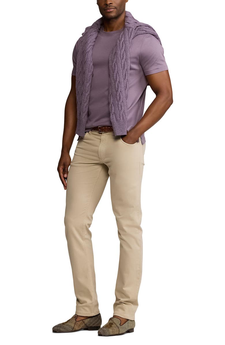 Ralph Lauren Purple Label Short Sleeve Cotton Interlock Crewneck T-Shirt, Alternate, color, Violet Melange