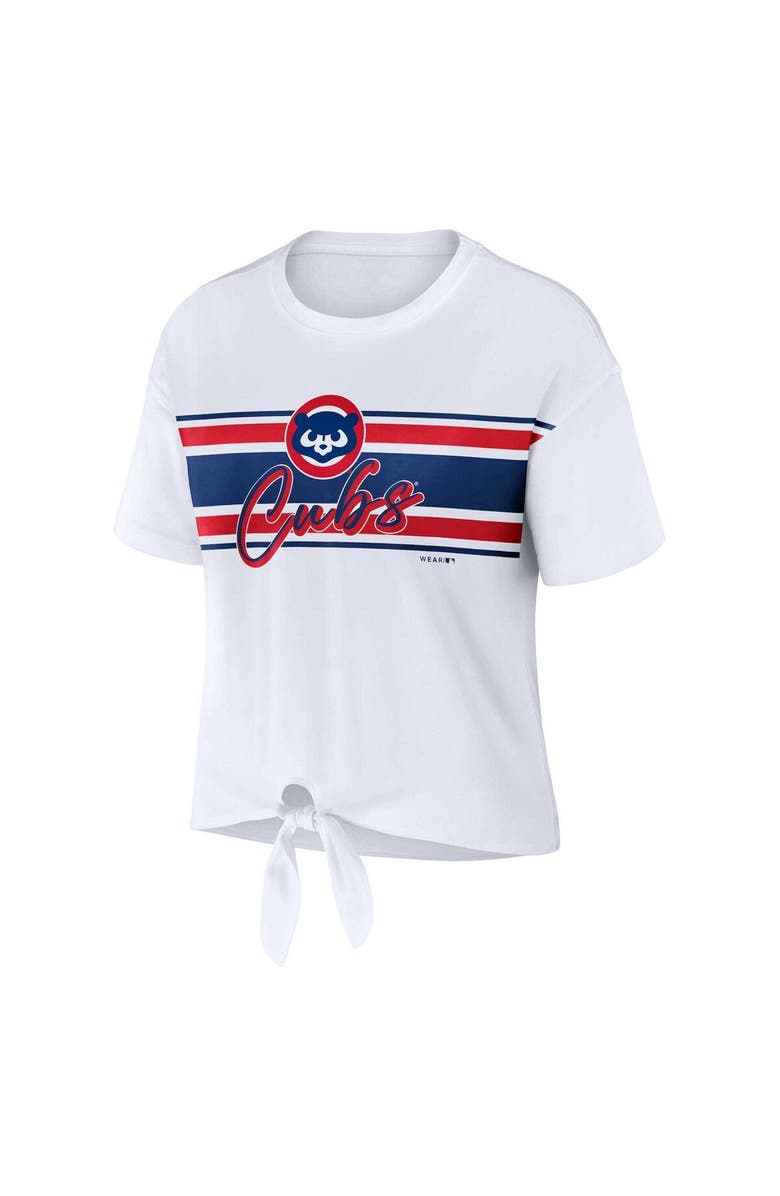 WEAR by Erin Andrews Women's WEAR by Erin Andrews White Chicago Cubs Front Tie T-Shirt, Alternate, color, 