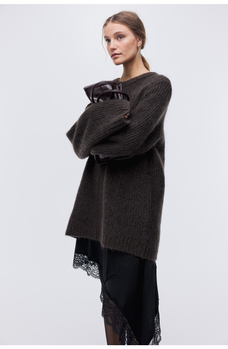 H&M Mohair-blend Jumper, Alternate, color, Dark Brown