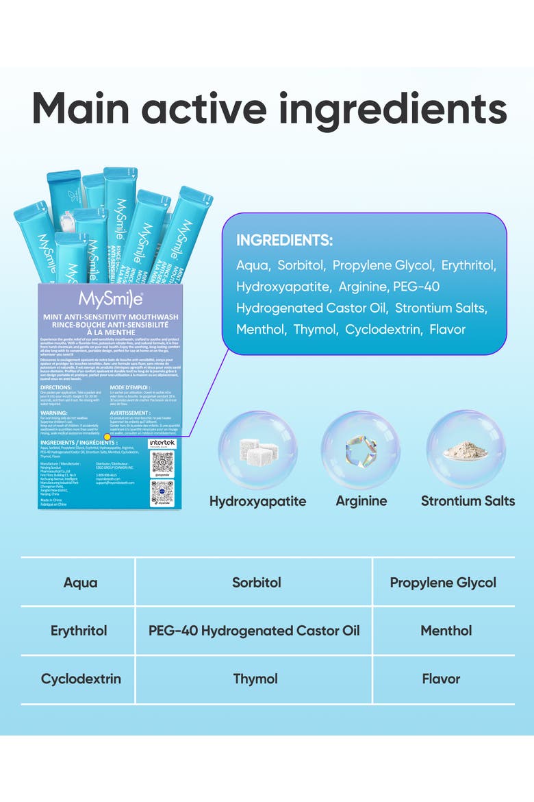 Nano-Hydroxyapatite Portable Mouthwash for Sensitive Teeth, Alternate, color, Light Blue