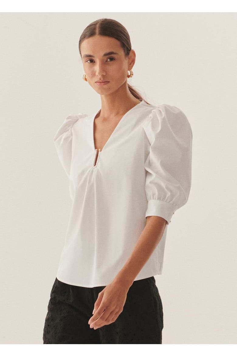 Maggie Poplin Blouse, Alternate, color, WHITE