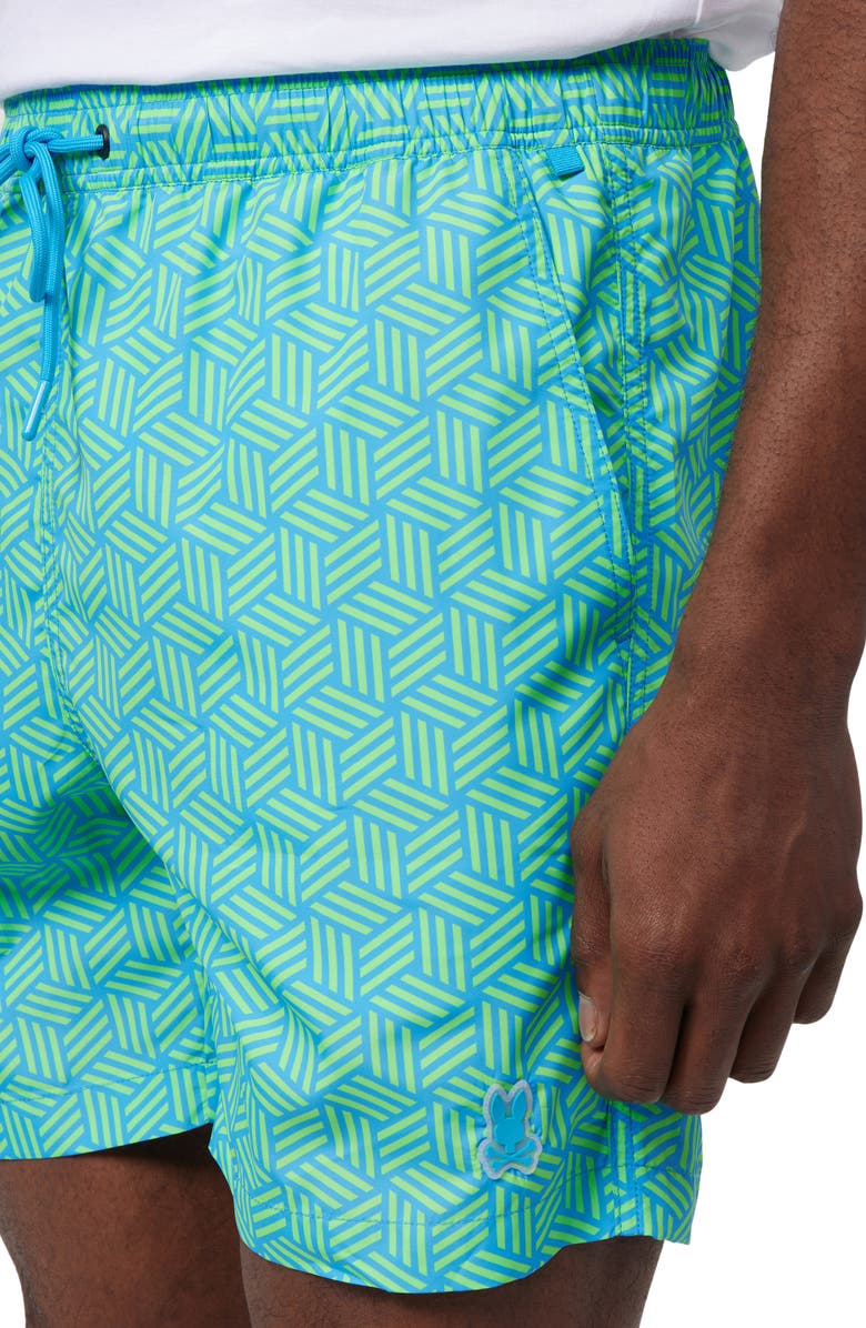 Psycho Bunny Jasper Print Swim Trunks, Alternate, color, 