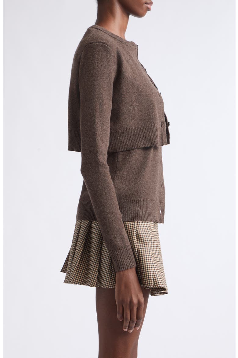 Layered Cashmere Cardigan Set, Alternate, color, BROWN