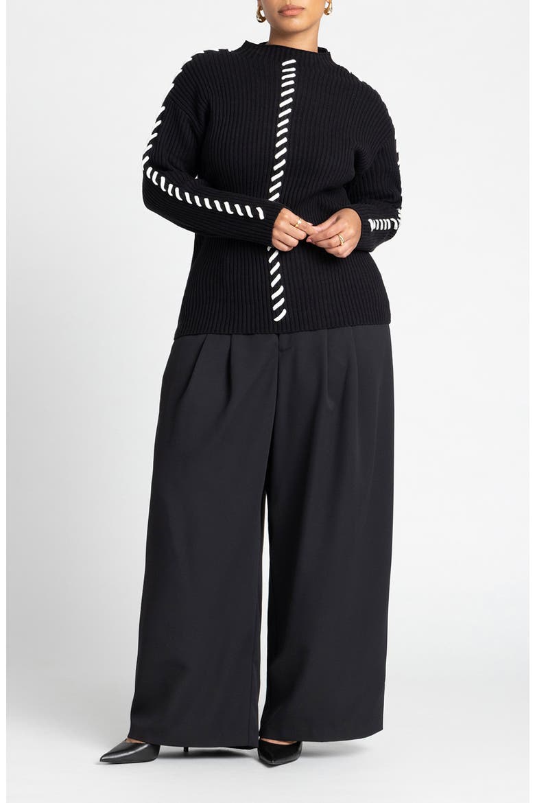 Stitch Detail Sweater, Alternate, color, BLACK ONYX