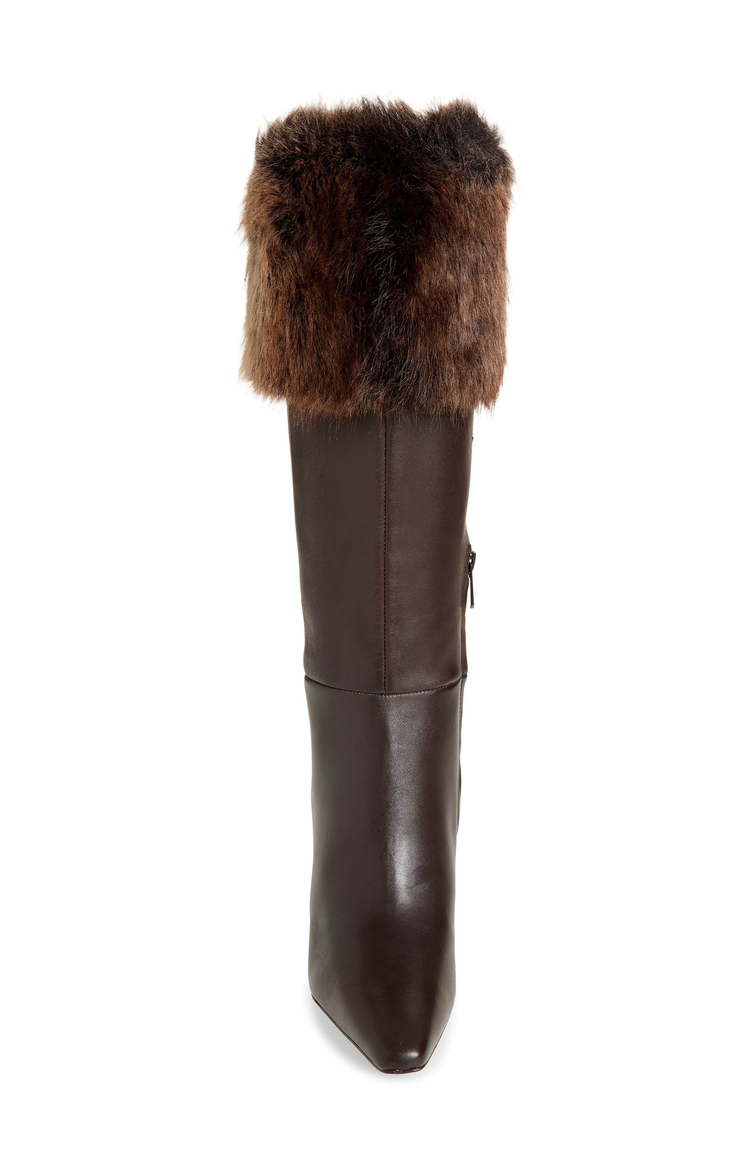 Sam Edelman Sylvia Cozy Faux Fur Cuff Knee High Boot, Alternate, color, Chocolate Brown Multi
