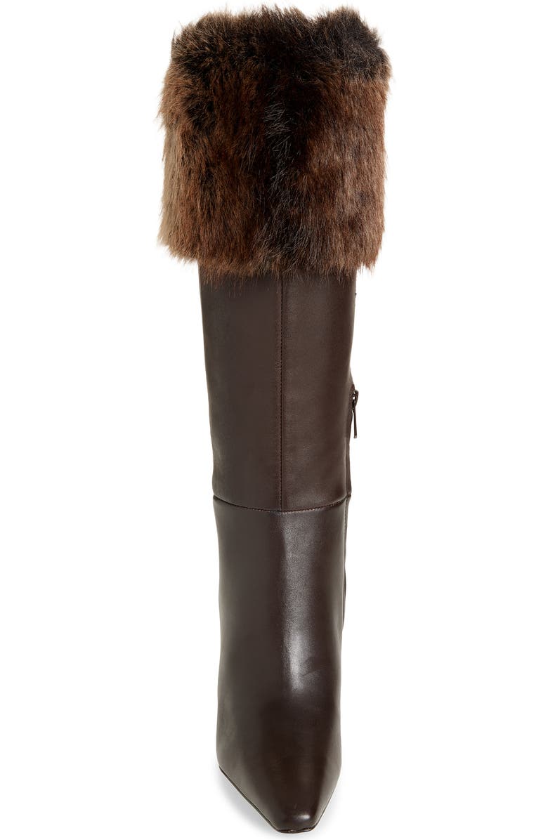 Sam Edelman Sylvia Cozy Faux Fur Cuff Knee High Boot, Alternate, color, Chocolate Brown Multi