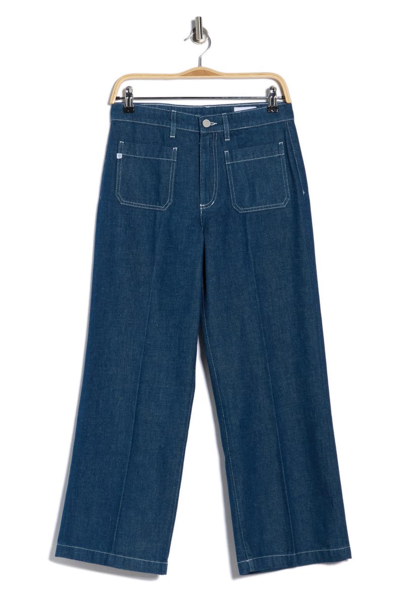 Kassie Patch Pocket High Waist Ankle Wide Leg Jeans, Alternate, color, MAST