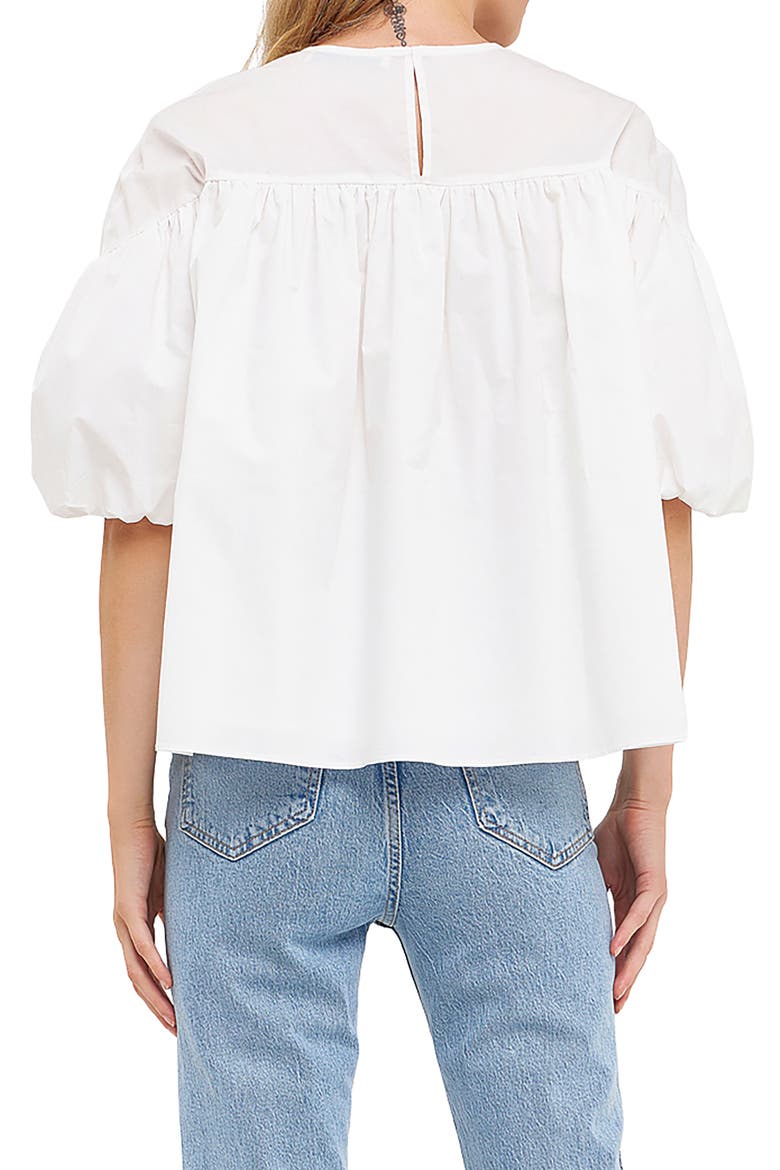 Puff Sleeve Cotton Blouse, Alternate, color, WHITE