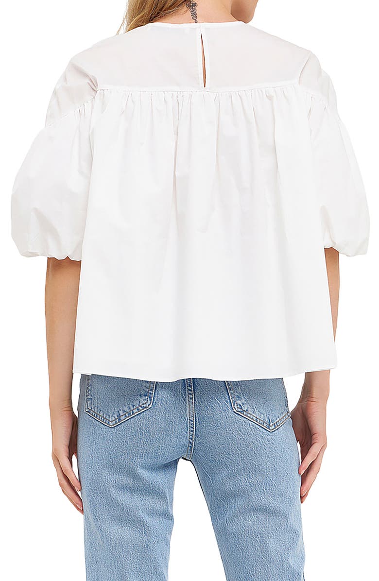 English Factory Puff Sleeve Cotton Blouse, Alternate, color, White