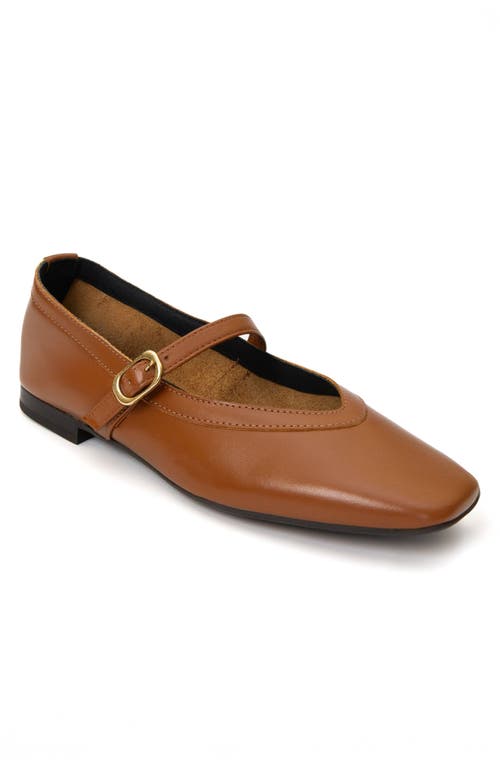 Menina Step Greta Leather Mary Jane Flat In Brown