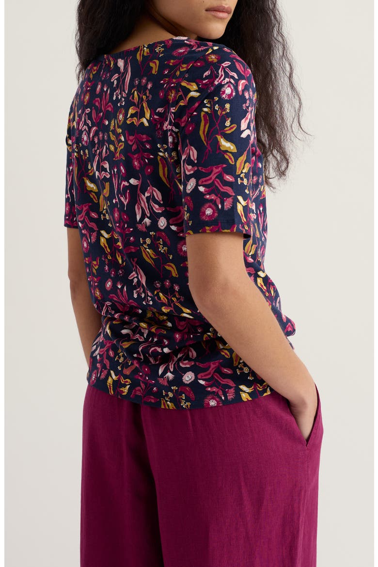 Poisson Print Organic Cotton T-Shirt, Alternate, color, INKY BOTANICAL MARITIME
