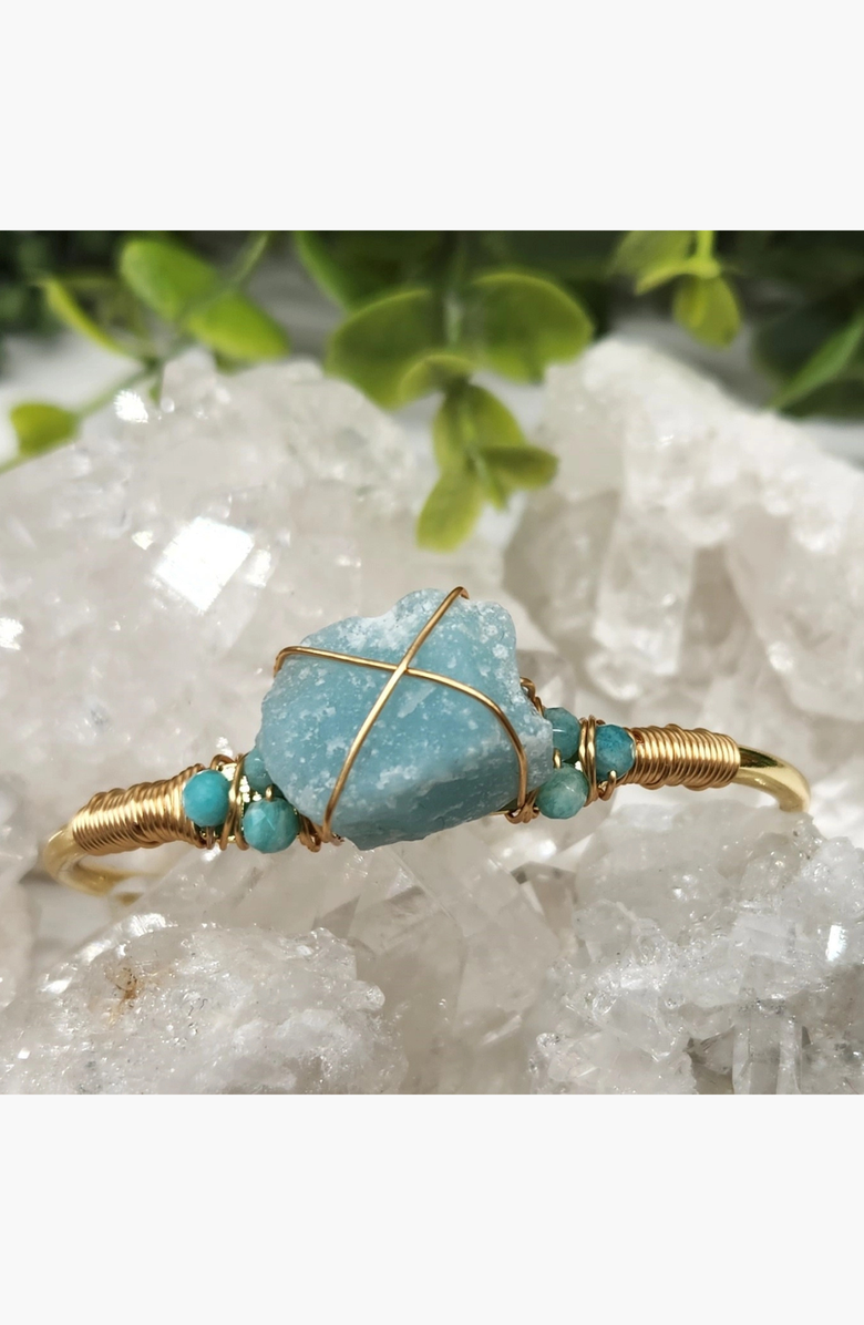 Humanist Beauty Gemstone Wire-Wrapped Bracelet, Alternate, color, Amazonite / Yellow Gold