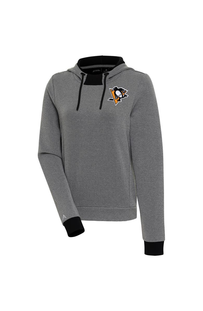 ANTIGUA Women's Antigua  Black Pittsburgh Penguins Axe Bunker Tri-Blend Pullover Hoodie, Main, color, 