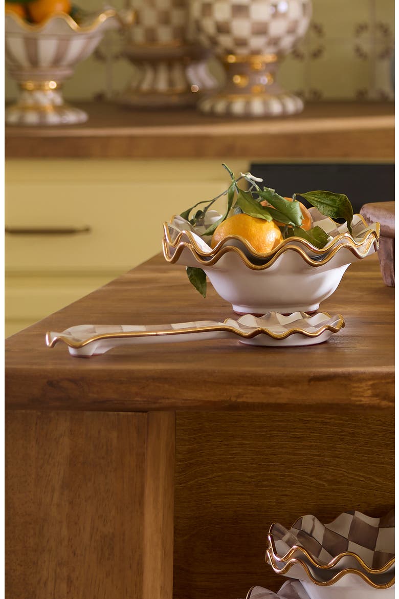Mocha Check Ceramic Spoon Rest, Alternate, color, MOCHA