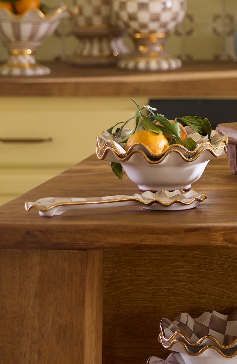 MACKENZIE CHILDS Mocha Check Ceramic Spoon Rest, Alternate, color, Mocha