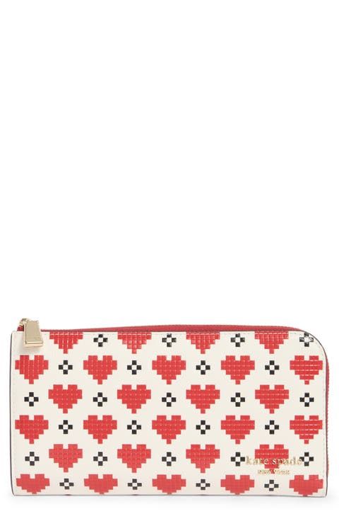devin pixel hearts zip around continental wallet