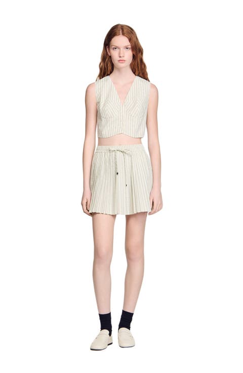 Short rhinestone striped skirt