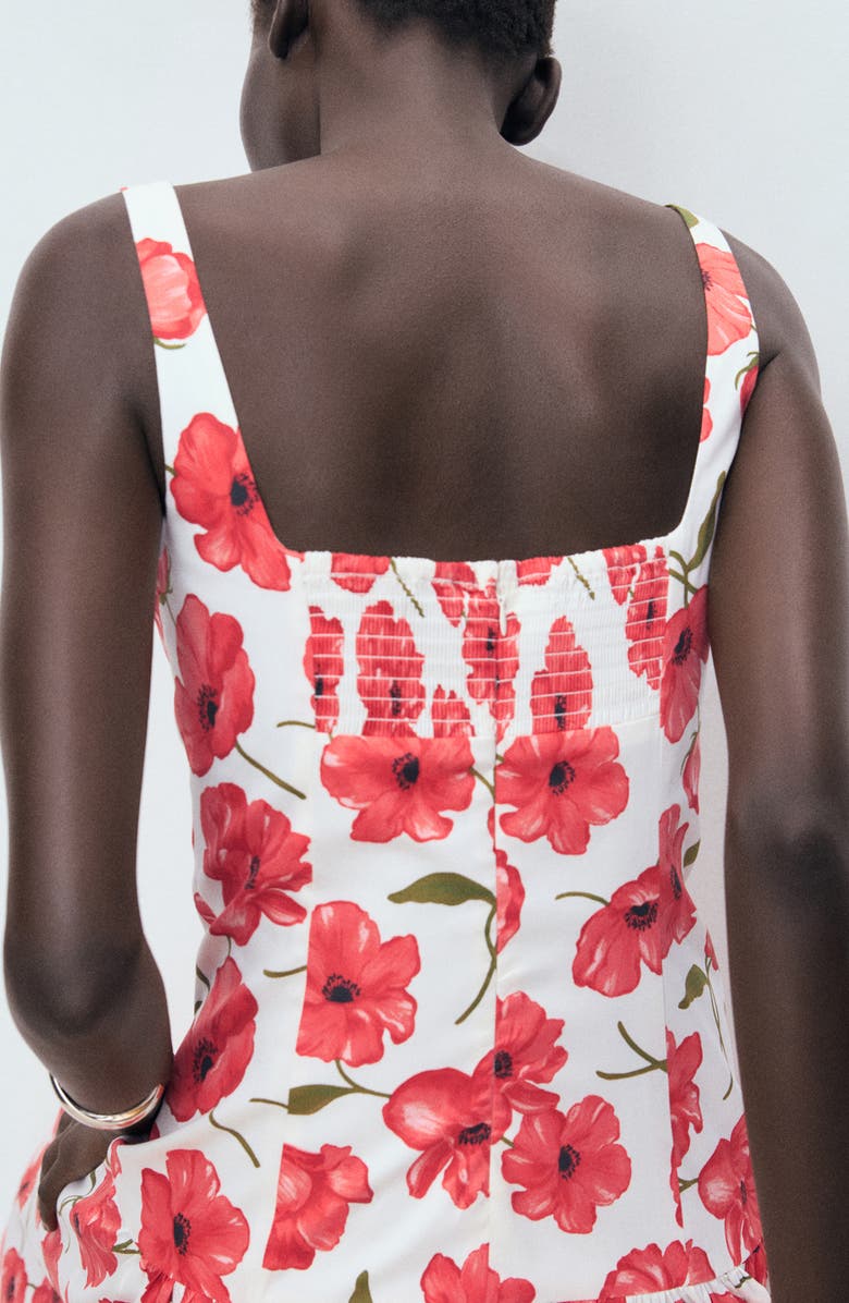 MANGO Print Sleeveless Flare Dress, Alternate, color, Off White