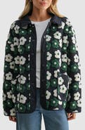 All in Favor Floral High Pile Fleece Jacket