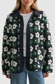 All in Favor Floral High Pile Fleece Jacket