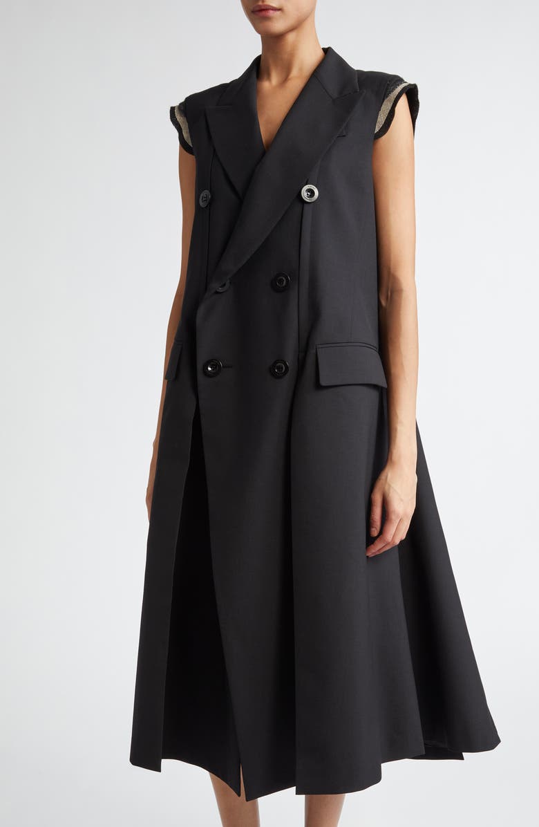 Sacai Suiting Double Breasted Longline Vest, Alternate, color,