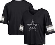'47 Women's '47 Navy Dallas Cowboys Double Header Scout Cropped V-Neck T-Shirt