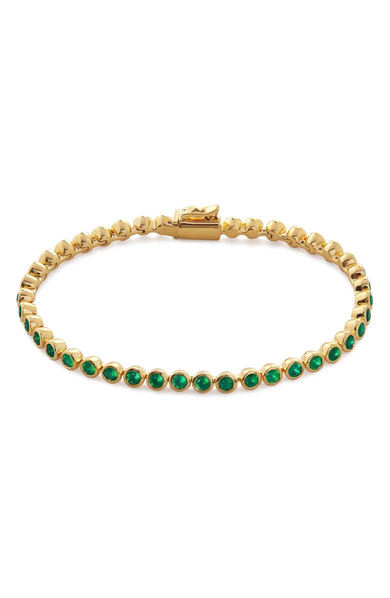Monica Vinader Green Onyx Bezel Bracelet, Main, color, 18K Gold Vermeil