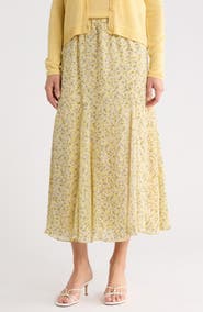 MAX STUDIO Floral Georgette Godet Maxi Skirt