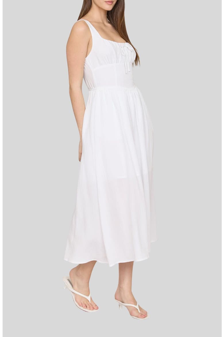 Bow Fit & Flare Midi Sundress, Alternate, color, WHITE