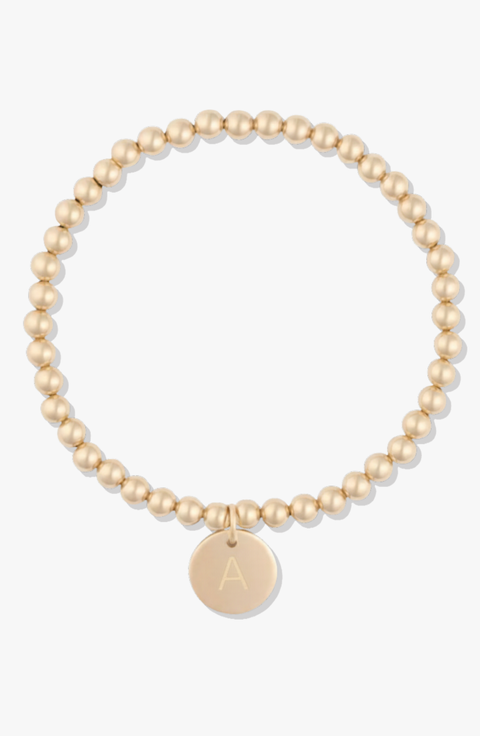Classic Initial Coin 14k Gold Filled Bead Bracelet