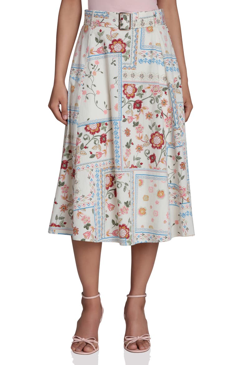 Belted Midi Skirt, Main, color, GARDEN BANDANA