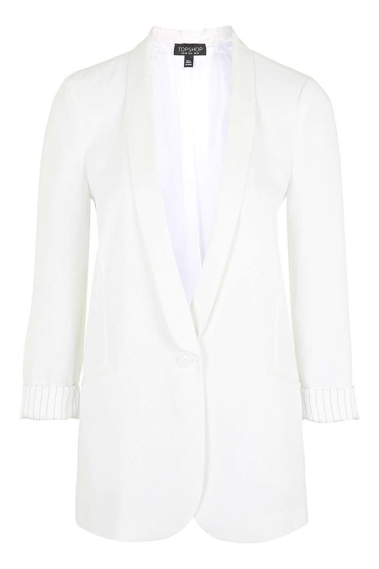 Grosgrain Trim Blazer, Alternate, color, CREAM
