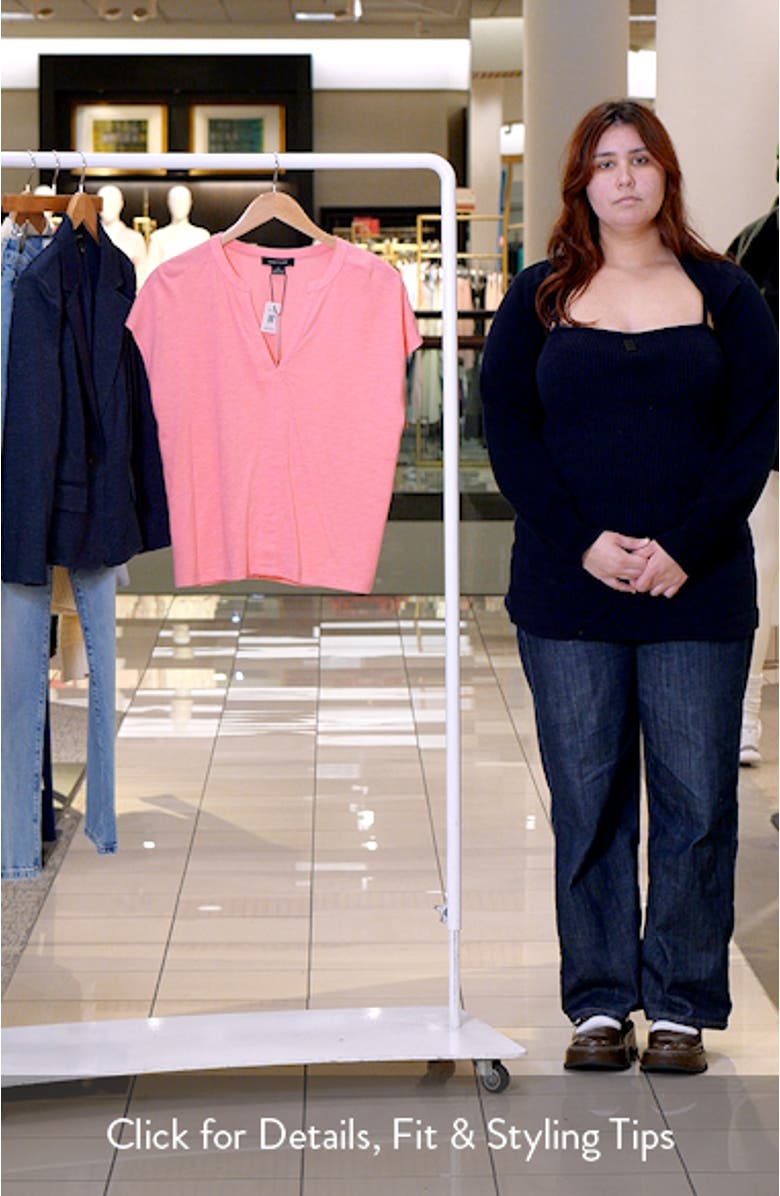 Organic Cotton Blend Split Neck T-Shirt, sales video thumbnail