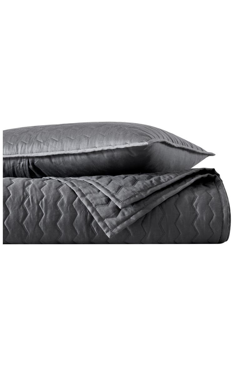 Herringbone Sateen Quilt & Sham Set, Main, color, SOFT CHARCOAL